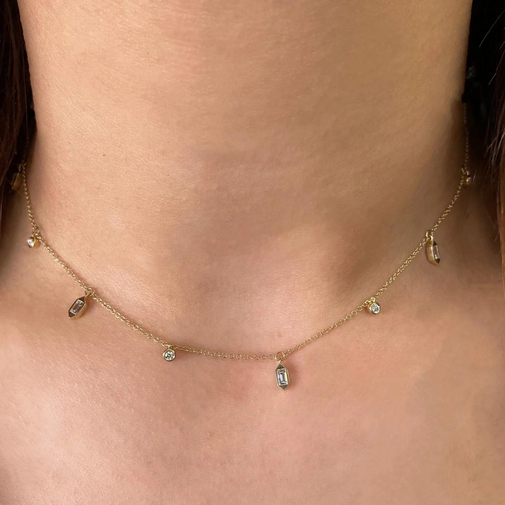 Diamond Baguette Bezel Set Cleopatra Necklace