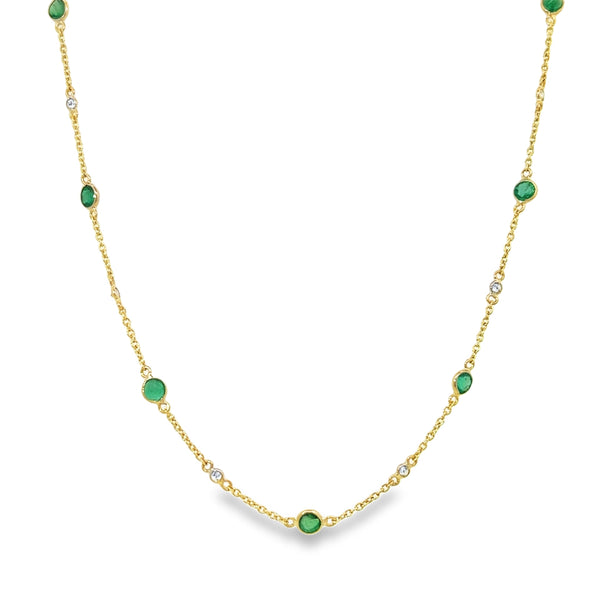 Alternating Emerald & Diamond by the Yard Necklace