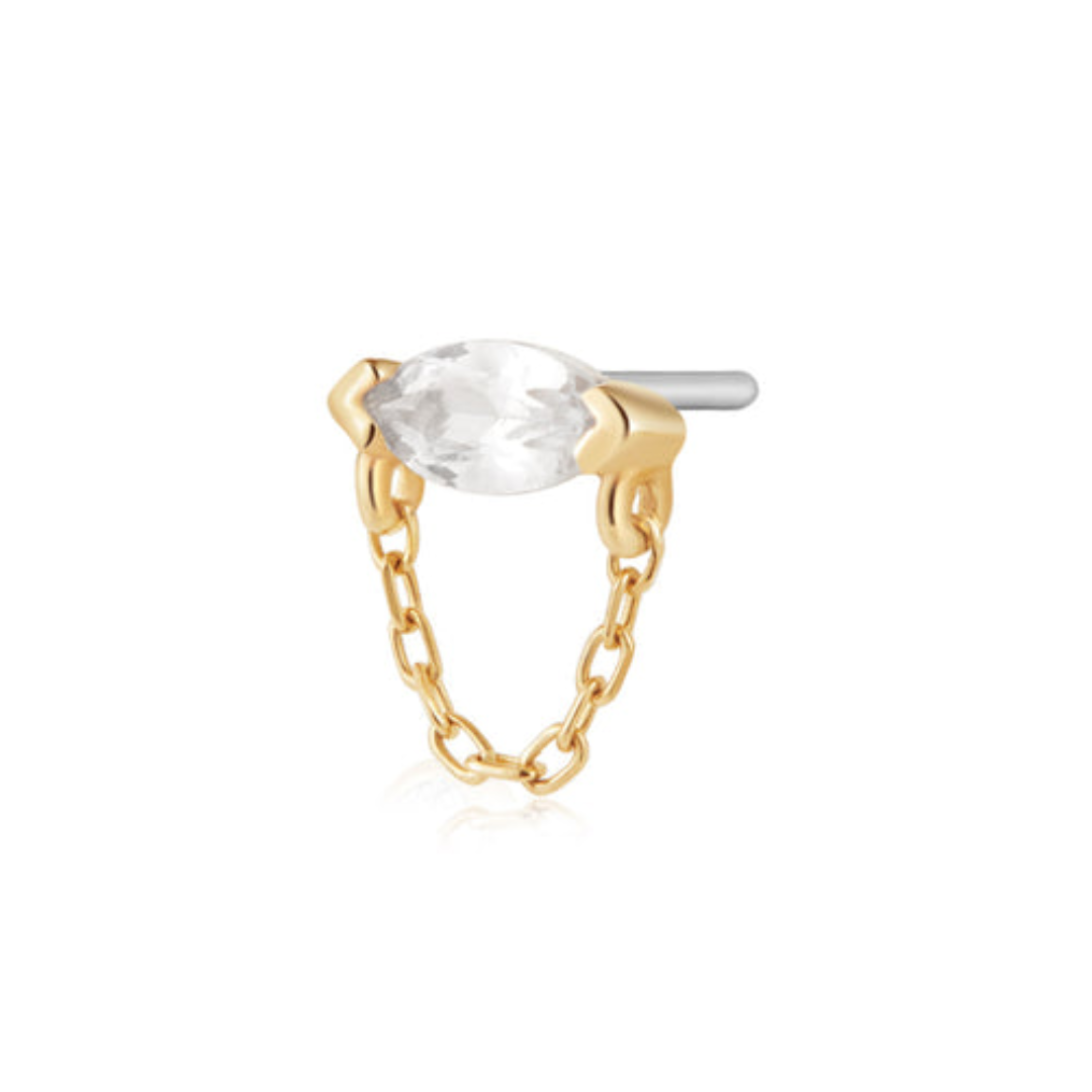 Lenox Draped Chain and White Sapphire Piercing Earring (Single) - Last Chance - Carter's Collective Fine Jewelry