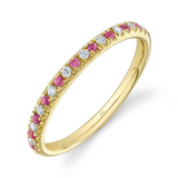 Pink Sapphire & Diamond Alternating Straight Stackable Band