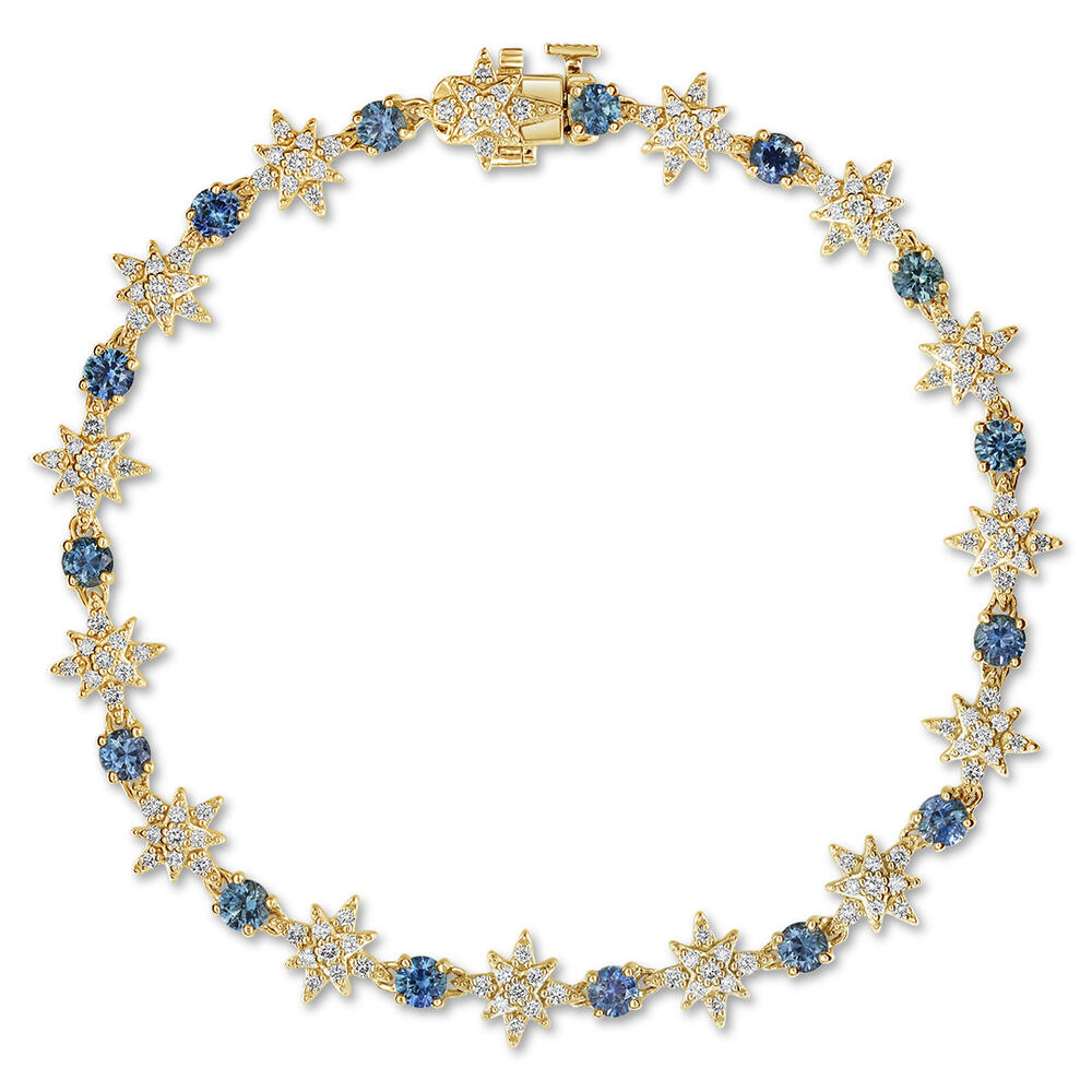 Montana Sapphire and Natural Diamond Starburst Bracelet, 2.97 CTTW - Carter's Collective Fine Jewelry