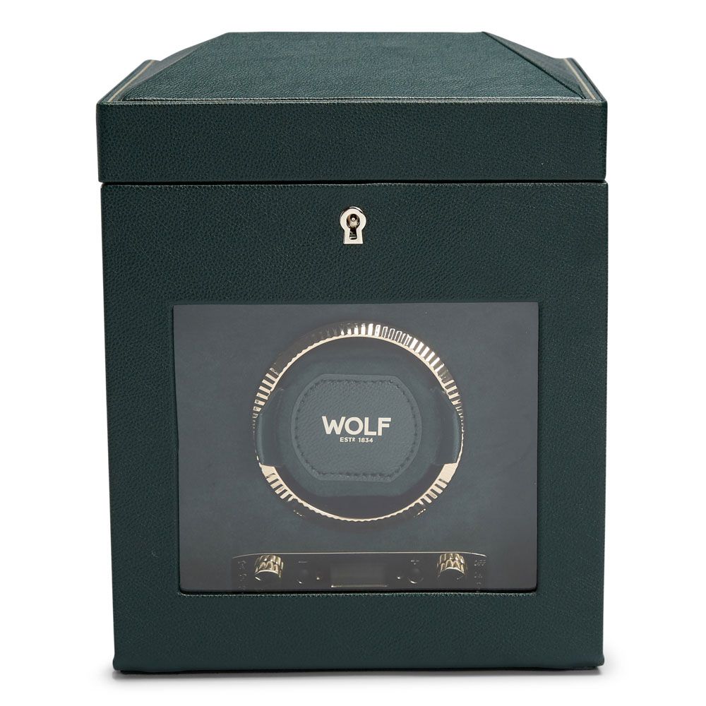 British Racing Green Single Watch Winder with Storage - Carter's Collective Fine Jewelry