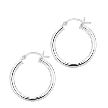 Silver Round Hoop Earrings
