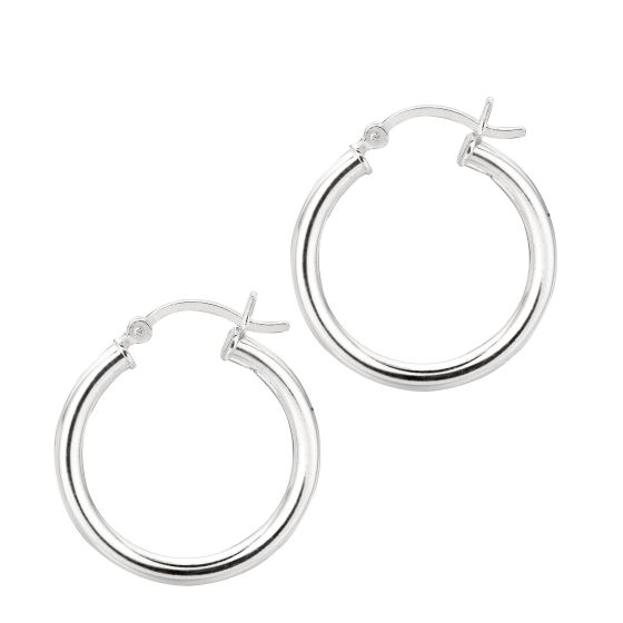 Silver Round Hoop Earrings