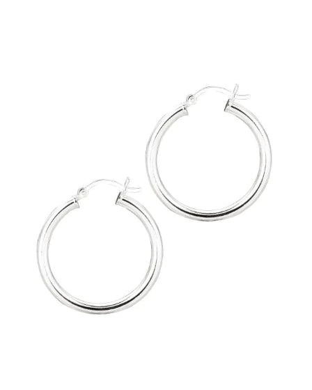 Silver Round Hoop Earrings