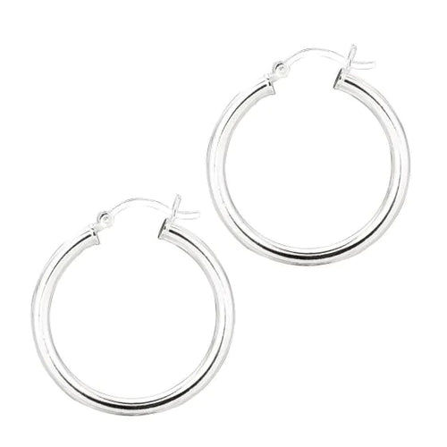 Silver Round Hoop Earrings