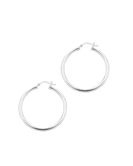 Silver Round Hoop Earrings