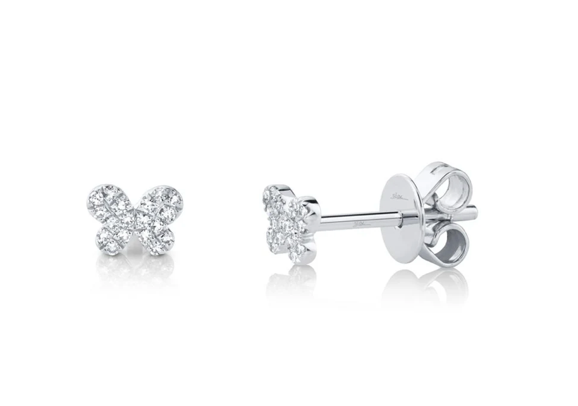 Mini Pave Diamond Butterfly Stud Earrings