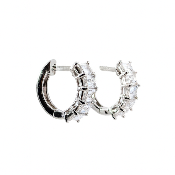 Diana Antique Cushion-Cut Natural Diamond Huggie Hoop Essential Earrings, 3.50 CTTW - Carter's Collective Fine Jewelry