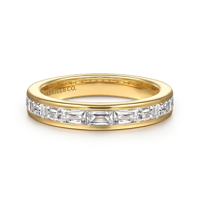 Camellia - 14K Yellow Gold Channel Set Baguette Diamond Anniversary Band - 0.75 ct