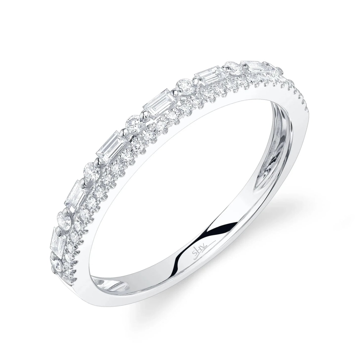 Baguette and Round Diamond Alternating Stackable Band, 0.30 CTTW - Carter's Collective Fine Jewelry