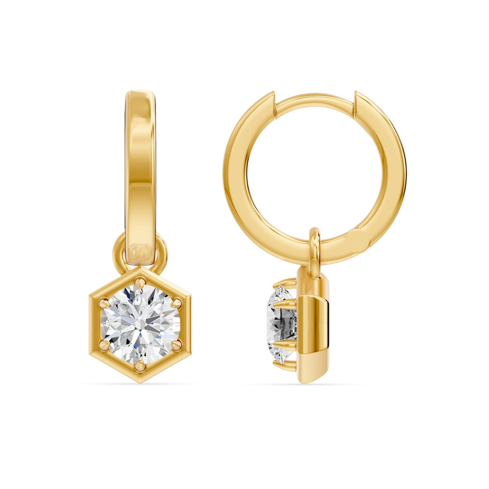 Lab Grown Diamond Hexagon Faux Bezel Charm Earrings, 1.00 CTTW - Carter's Collective Fine Jewelry