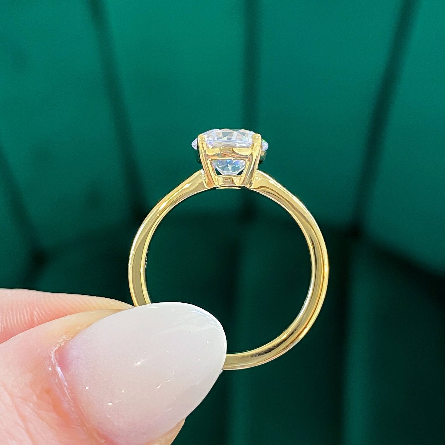 Tapered Flat Band Solitaire Engagement Ring Setting Does Not Include Center Stone