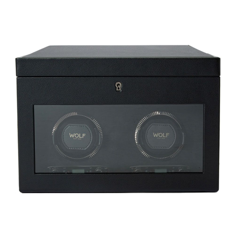 British Racing Black Double Watch Winder with Storage - Carter's Collective Fine Jewelry
