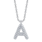 Pave Diamond Bubble Initial A Necklace - Carter's Collective Fine Jewelry