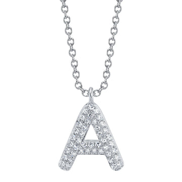 Pave Diamond Bubble Initial A Necklace - Carter's Collective Fine Jewelry