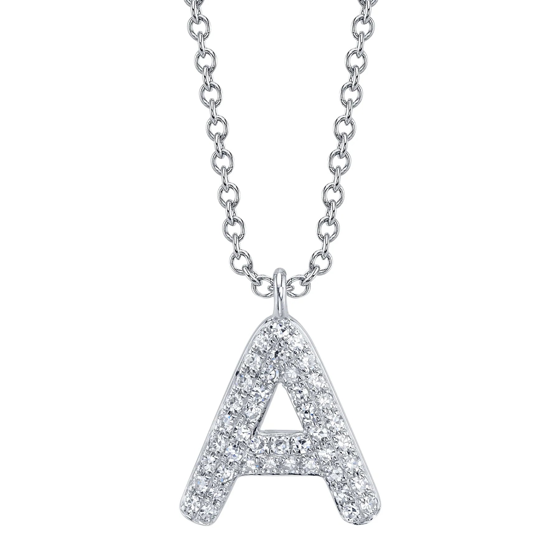 Pave Diamond Bubble Initial A Necklace - Carter's Collective Fine Jewelry