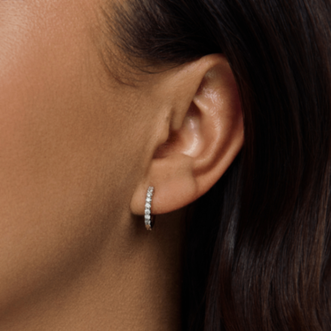 Double Duty Two Tone Diamond Huggie Hoop Earrings (Pair) - Carter's Collective Fine Jewelry