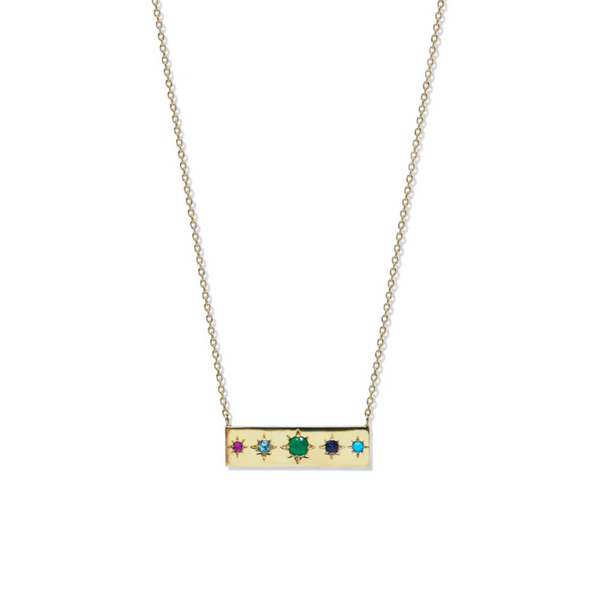 Starburst Gemstone Bar Necklace