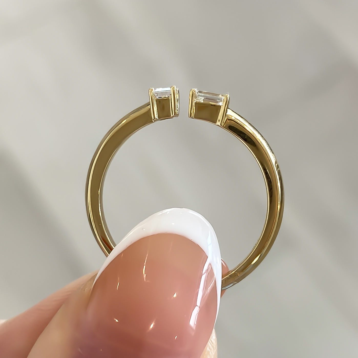 Emerald Cut Natural Diamond Toi Et Moi Open Design Ring - Carter's Collective Fine Jewelry