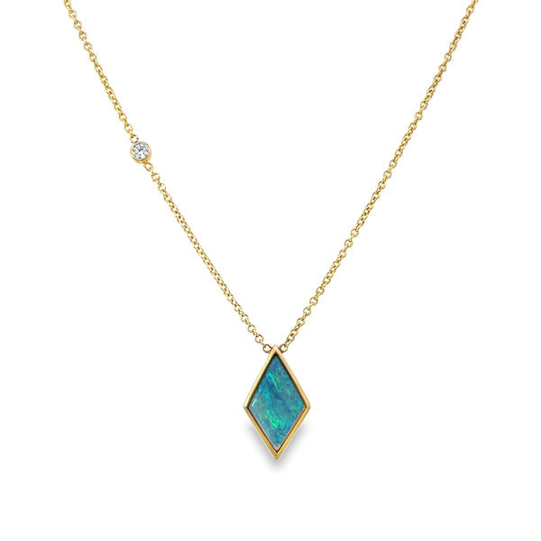 Kite Black Opal & Diamond Accented Necklace