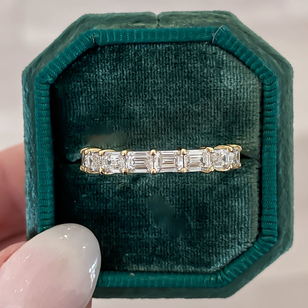 East to West Emerald Cut Diamond Half Eternity Band, 1.46 CTTW