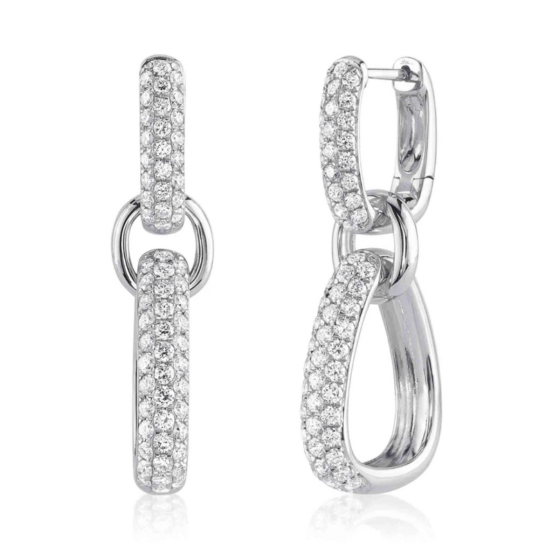 Two Way Pave Diamond Link Earrings