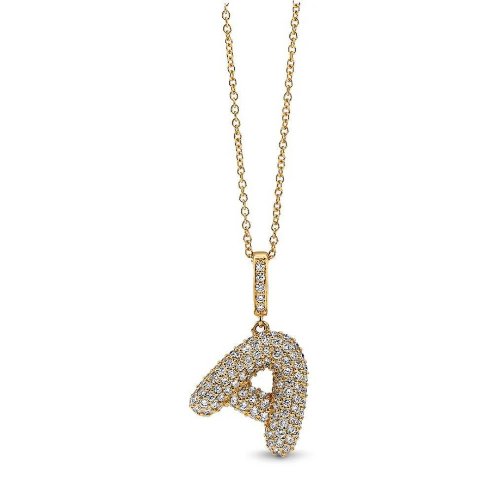 Bubble Initial Diamond Pendant