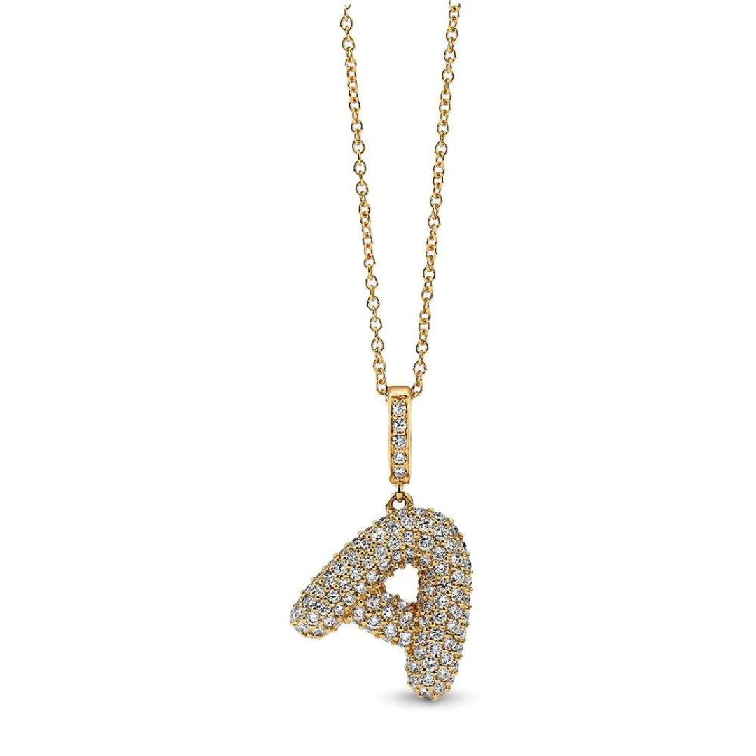 Bubble Initial Diamond Pendant - Carter's Collective Fine Jewelry