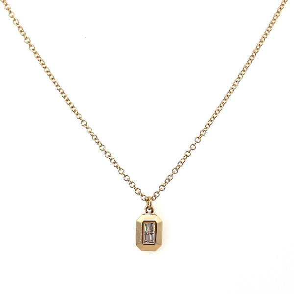 Bezel Baguette Diamond Necklace