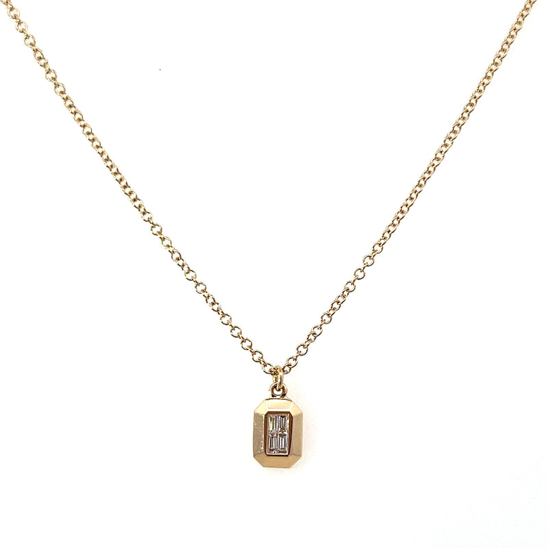 Bezel Baguette Diamond Necklace