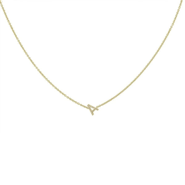 Mini Pave Diamond Initial Necklace
