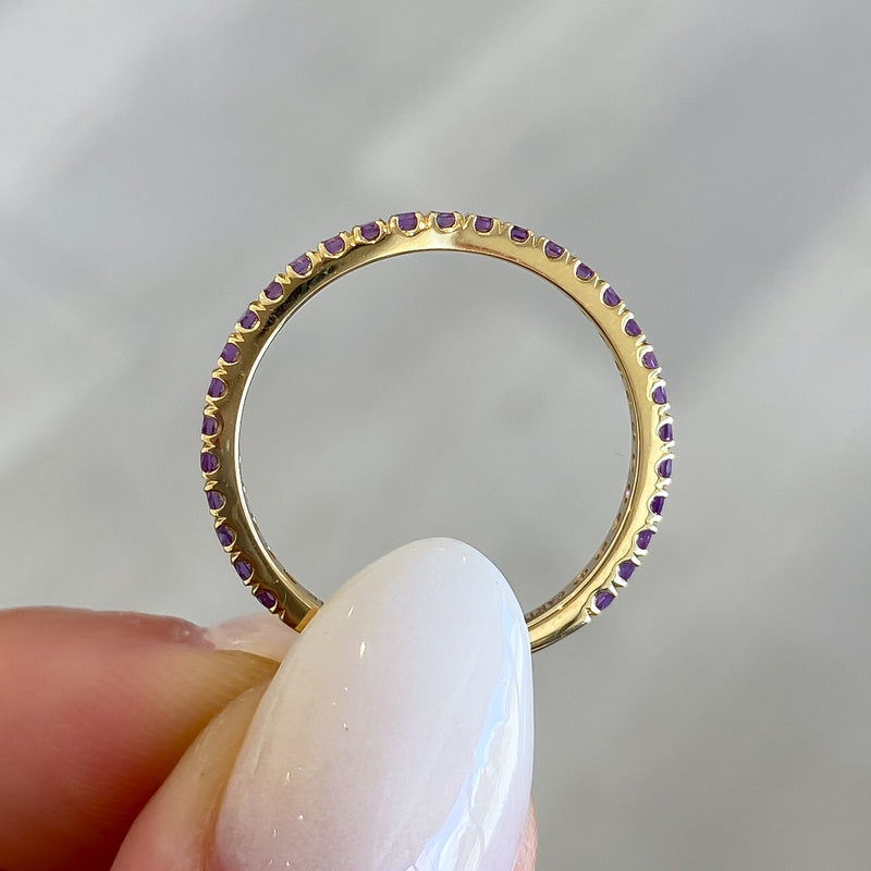 14K Yellow Gold Amethyst Straight Stackable Band