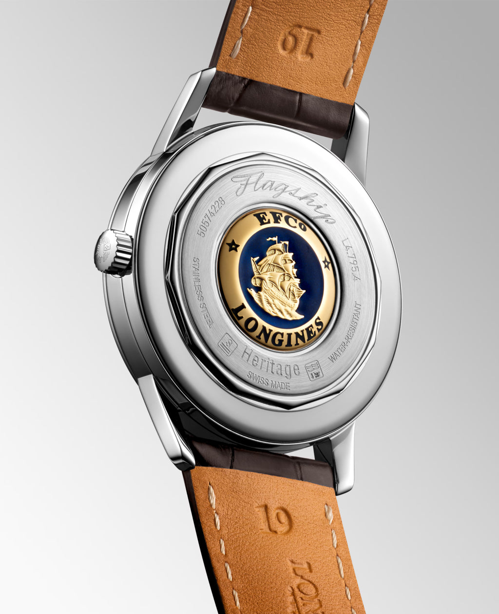Longines "Flagship Heritage" Watch with 18k Details & Brown Alligator Leather Band, 38mm - Carter's Collective Fine Jewelry