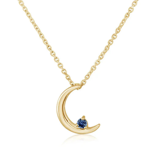 Montana Sapphire Moon Pendant with Cable Chain - Carter's Collective Fine Jewelry
