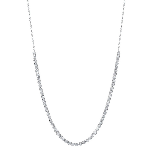 Halfway Crown Set Diamond Tennis Necklace, 1.07 CTTW