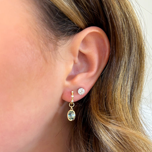 Malawi Fancy Sapphire Dangle Earrings with Bezel Diamond Accented Huggie Hoops