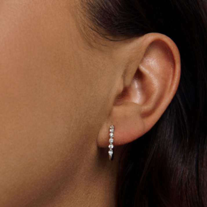 Essential Shared Prong Huggie Hoop Earrings, 0.30 CTTW - Carter's Collective Fine Jewelry