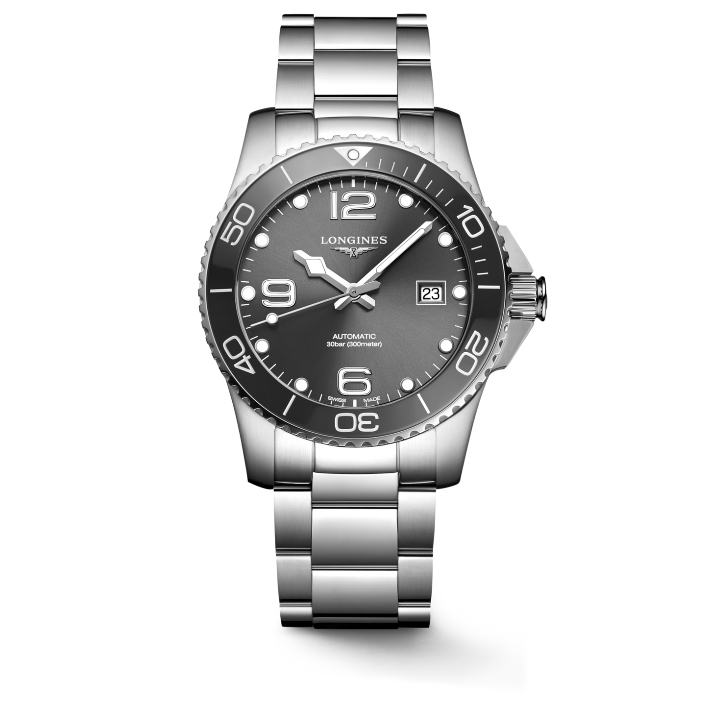 "Hydroconquest" - Stainless Steel Diver's Watch w/Sunray Gray Dial - Automatic - 41mm - Small Box