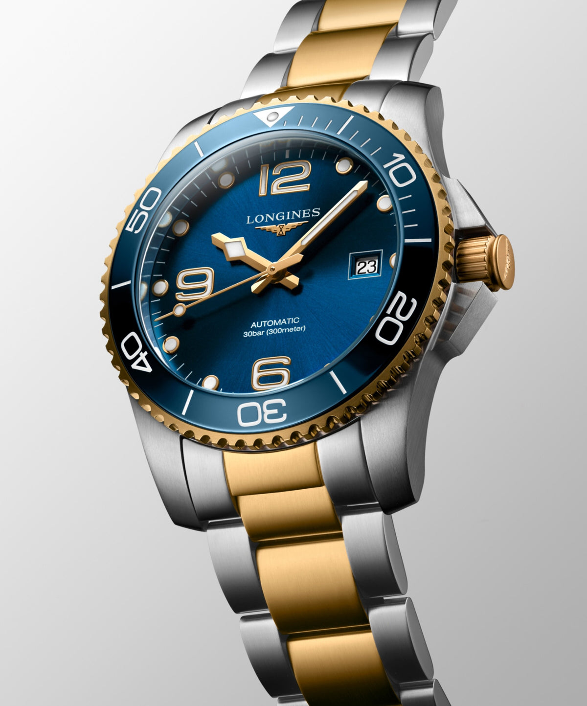 "Hydroconquest" - Stainless Steel/Yellow PVD w/Sunray Blue Dial - Automatic - 41mm - Small Box