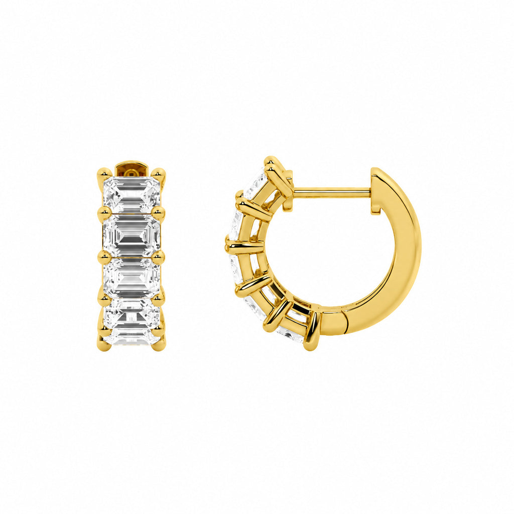 Emerald-Cut Lab-Grown Diamond Huggie Hoop Earrings, 1.60 CTTW