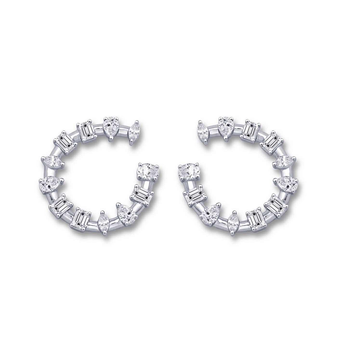 Multi Shape Diamond Fan Earrings