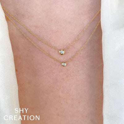 Bezel Set Diamond Drop Necklace, .10 CTTW - Carter's Collective Fine Jewelry