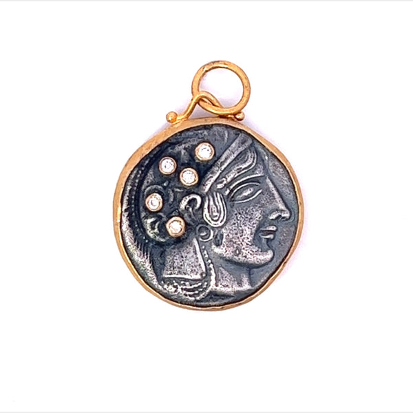 Handmade Athena Wisdom Goddess Coin Charm