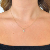 Diamond Accented Crescent Moon Pendant Necklace