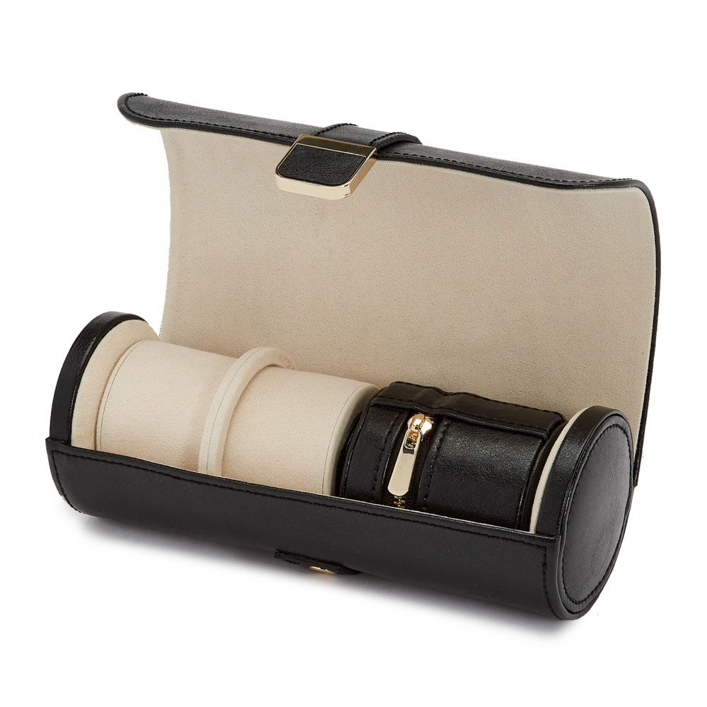 Palermo Double Watch Roll with Jewelry Pouch - Black - Carter's Collective Fine Jewelry