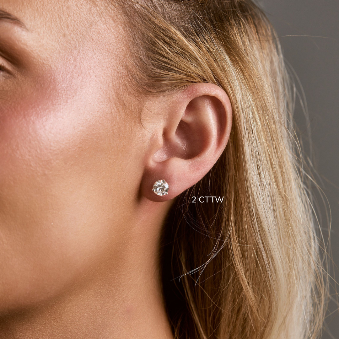 Premier Quality Natural Diamond Stud Earrings, 2.01 CTTW - Carter's Collective Fine Jewelry