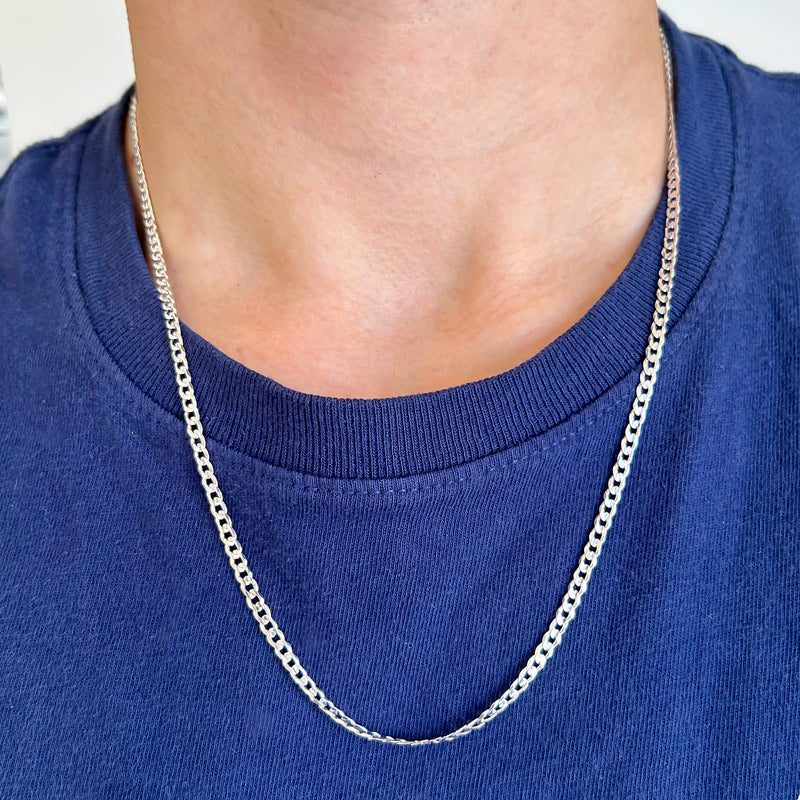 Men's 3.5mm Sterling Silver Curb Link Chain, 24"