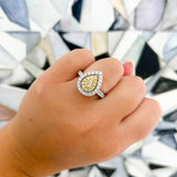 Previously Loved Effy Pear Shaped Yellow Diamond Double Halo Ring
