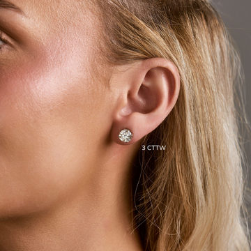 Premier Quality Natural Diamond Stud Earrings, 3.04 CTTW - Carter's Collective Fine Jewelry